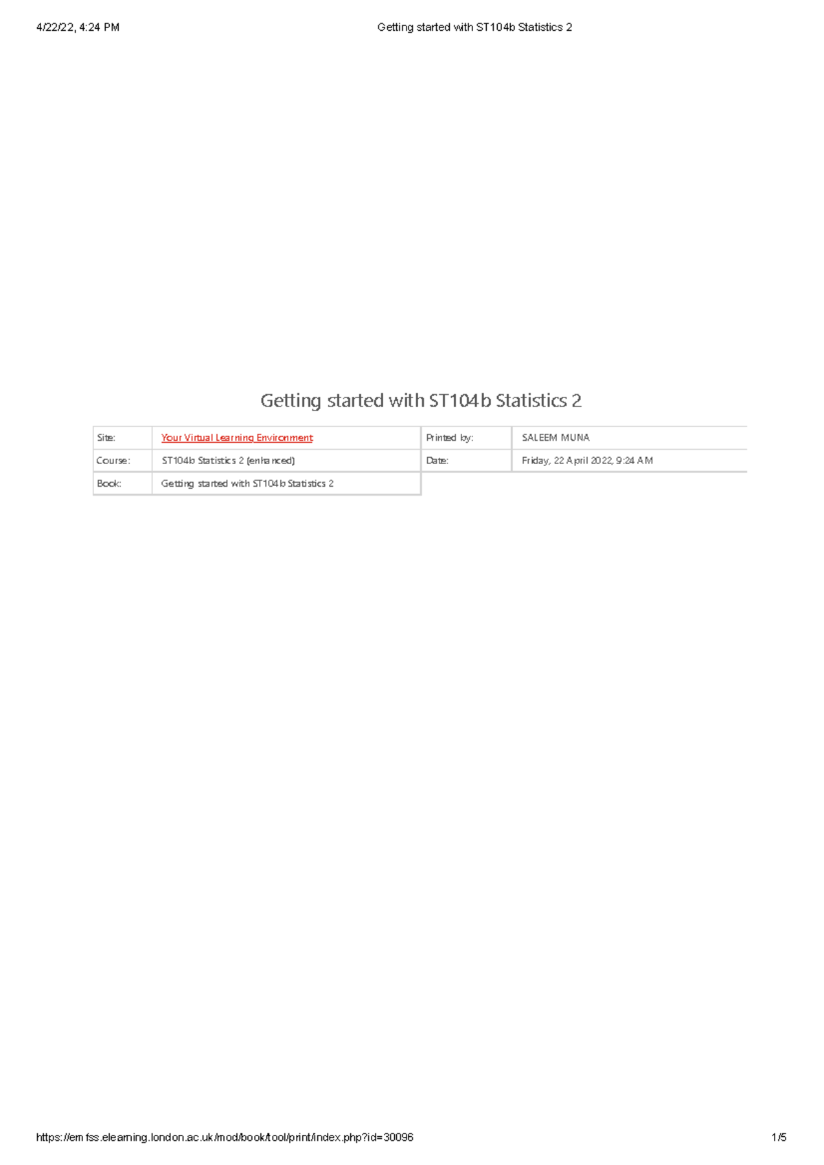 0.1 Getting started with ST104b Statistics 2 - Getting started with ...