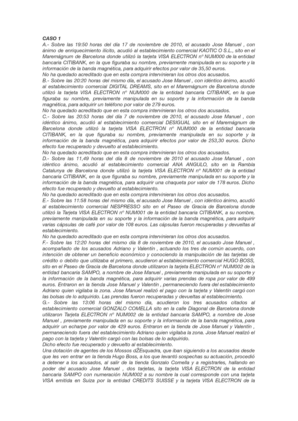 Caso Practicos 30 32 Casos Prácticos Derecho Penal Iii Caso 1 A Sobre Las 1950 Horas Del 1081