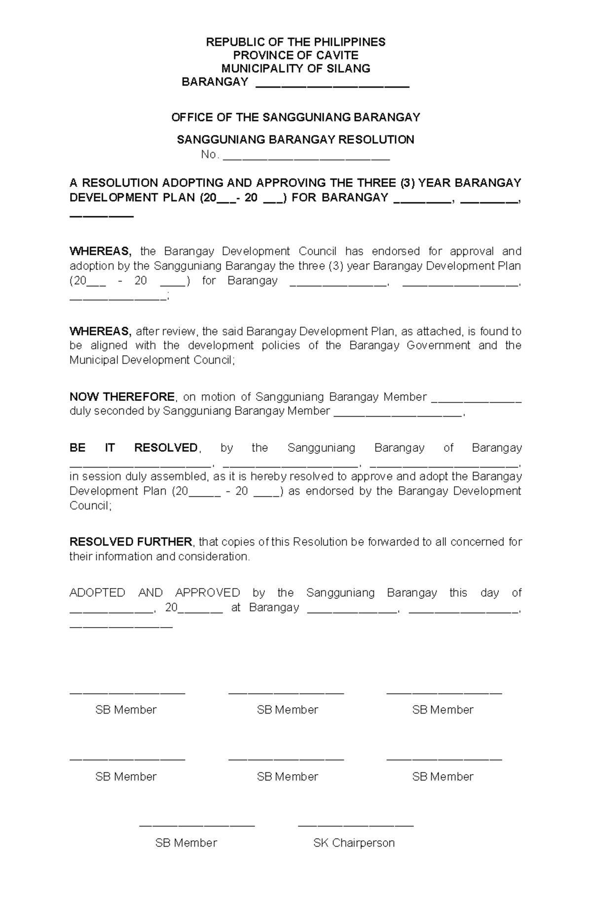 Barangay Development plan Sample for every barangay to help in ...