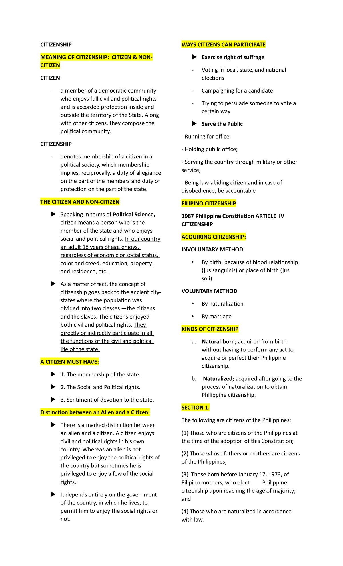 Citizenship - kindly don't spread - CITIZENSHIP MEANING OF CITIZENSHIP ...