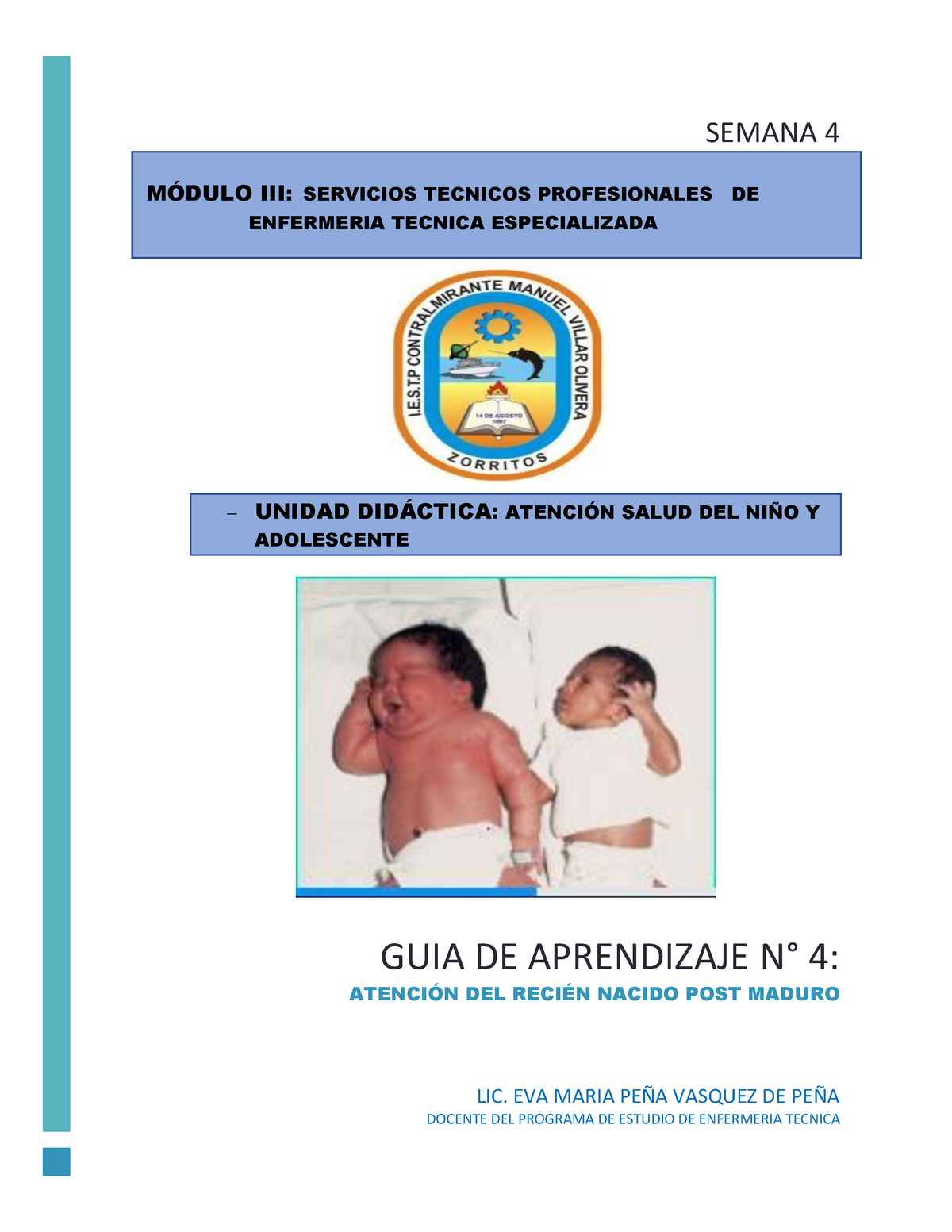 GUIA DE Aprendizaje N°4- Atencion DEL NIÑO Prematuro 3db05702481 ...