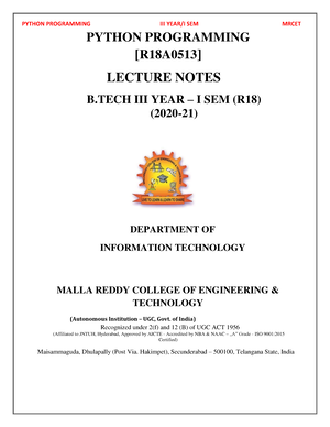 Python Syllabus - Python Programming - Studocu