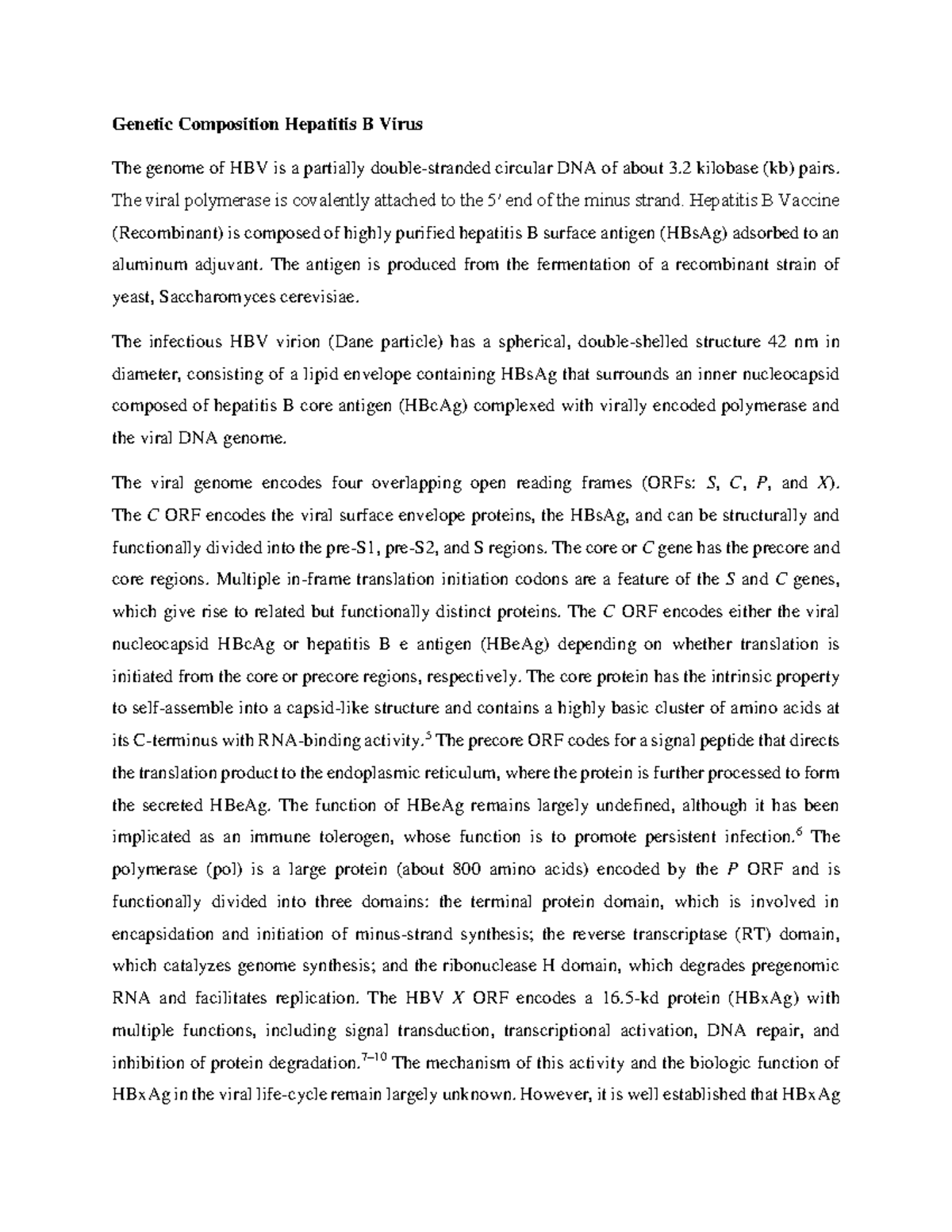 Genetic composition of Hepatitis B Virus - Genetic Composition ...