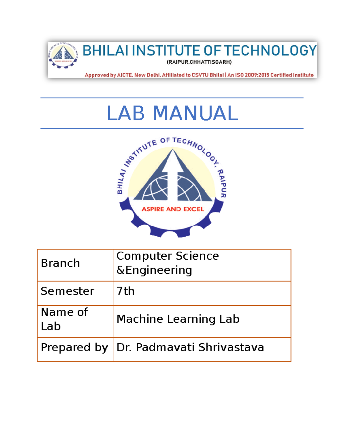 Machine Learning Lab Manual - LAB MANUAL Branch Computer Science ...