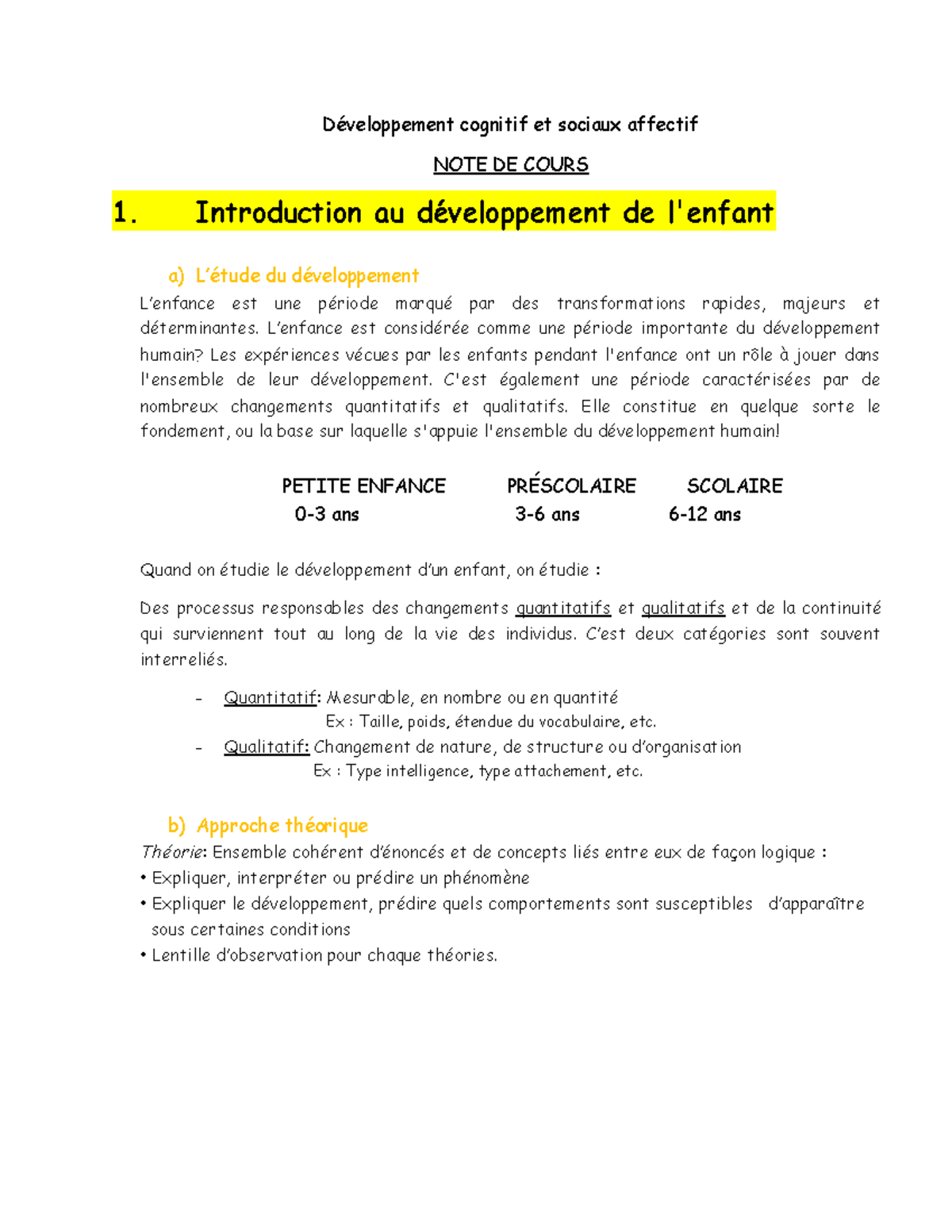 Développement cognitif et sociaux affectif - Introduction au ...