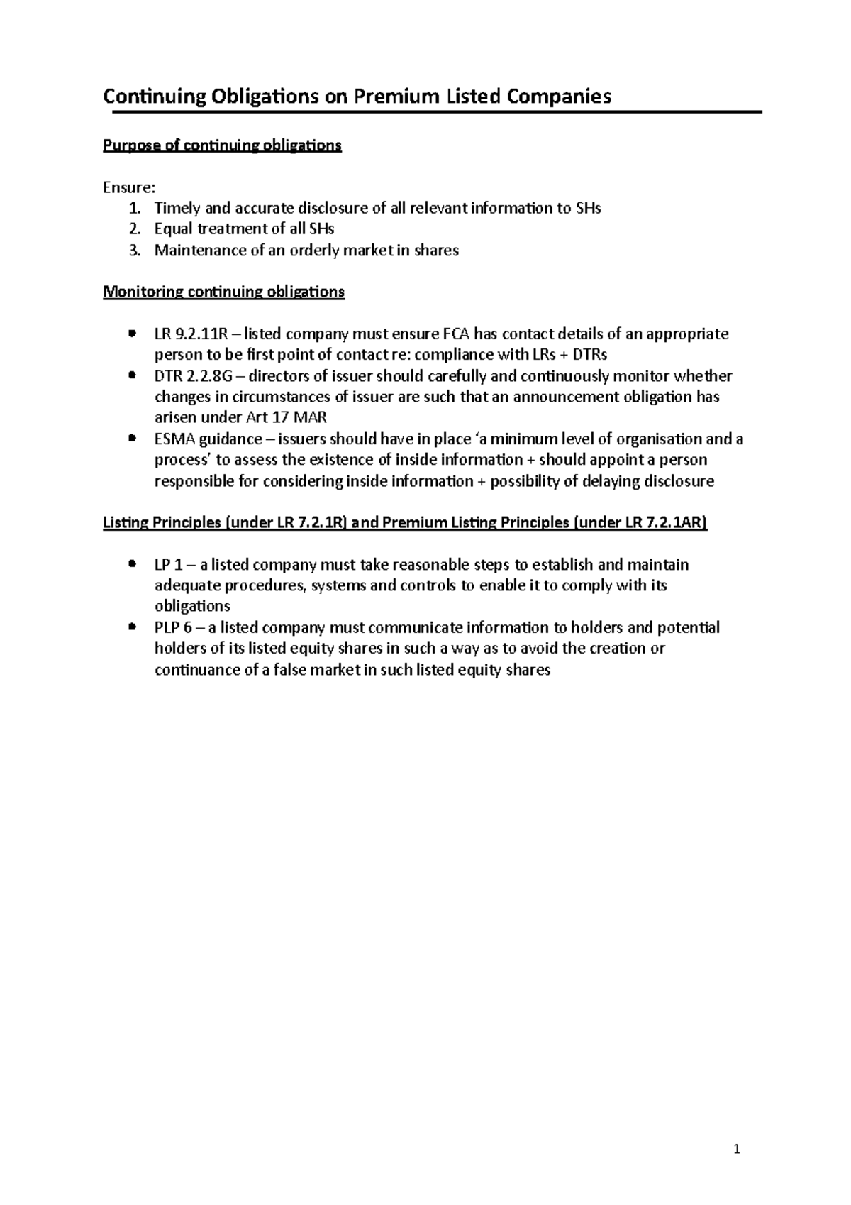 06 Continuing Obligations on Premium Listed Companies - 1 Continuing ...