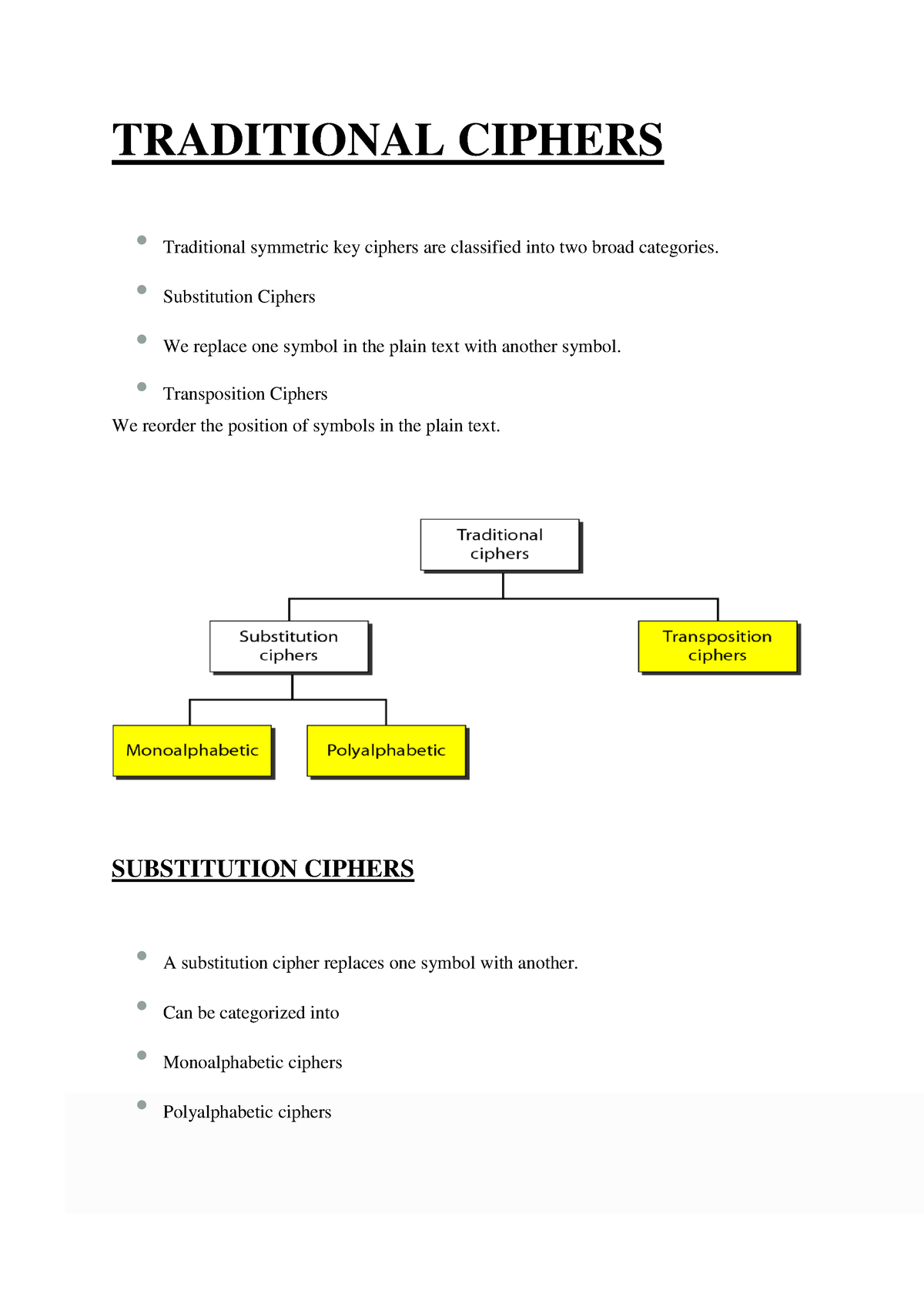 Traditional Ciphers - Its A Lecture Note - TRADITIONAL CIPHERS ...