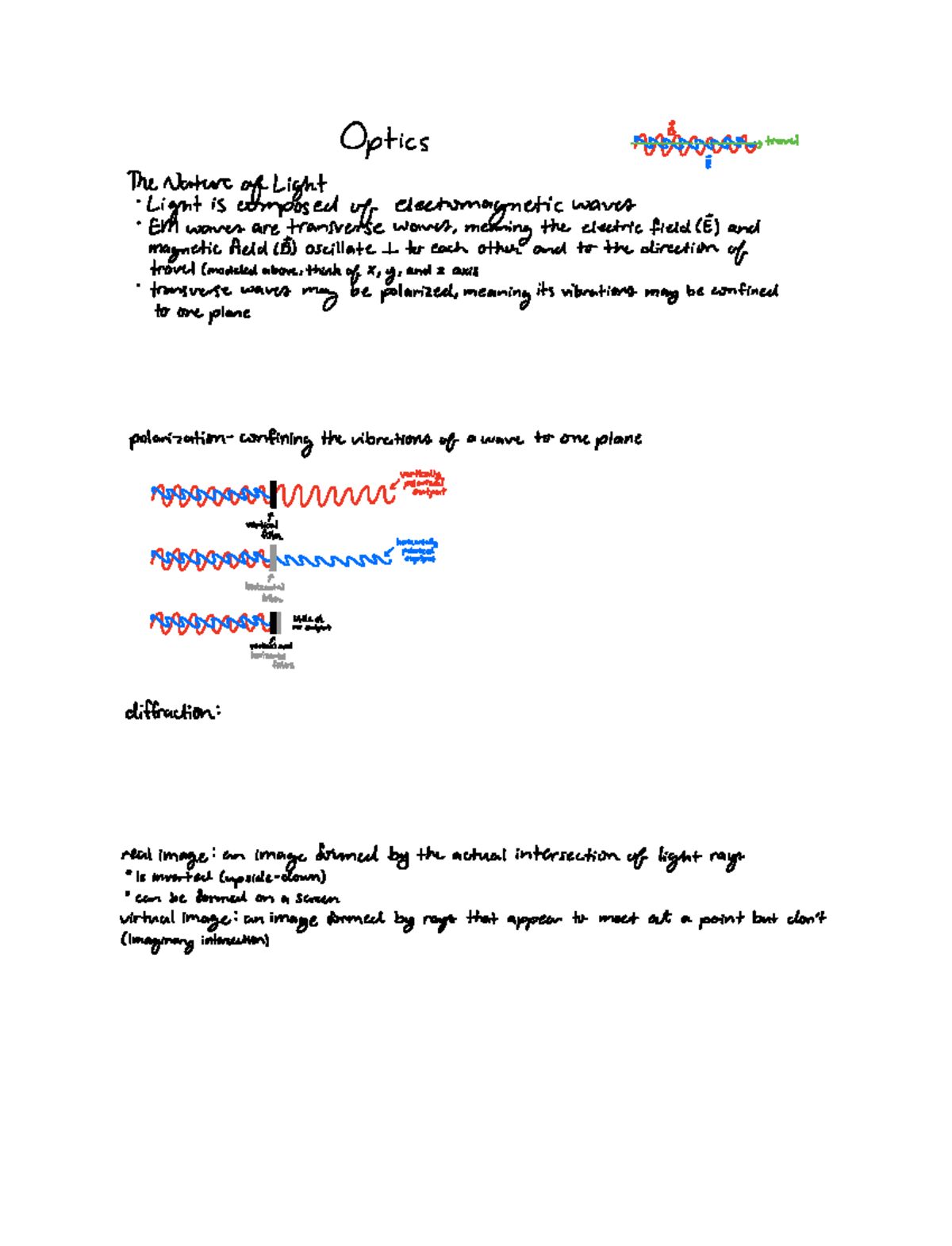 Optics Notes Optics imma travel É TheNature ofLight Light is composed