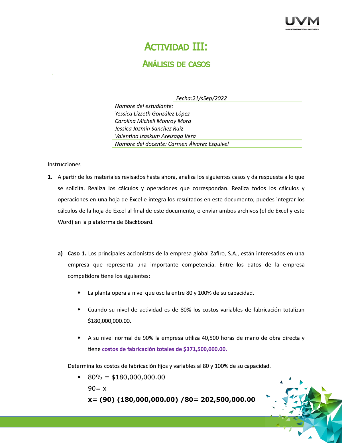 Analisis De Caso Act. 3 Bb - ACTIVIDAD III: ANÁLISIS DE CASOS Fecha:21 ...