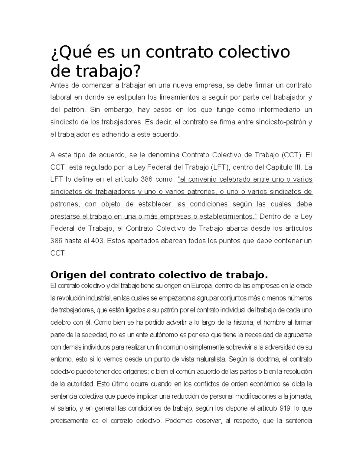 Infografia DE Contrato Colectivo DE Trabajo - ¿Qué es un contrato ...