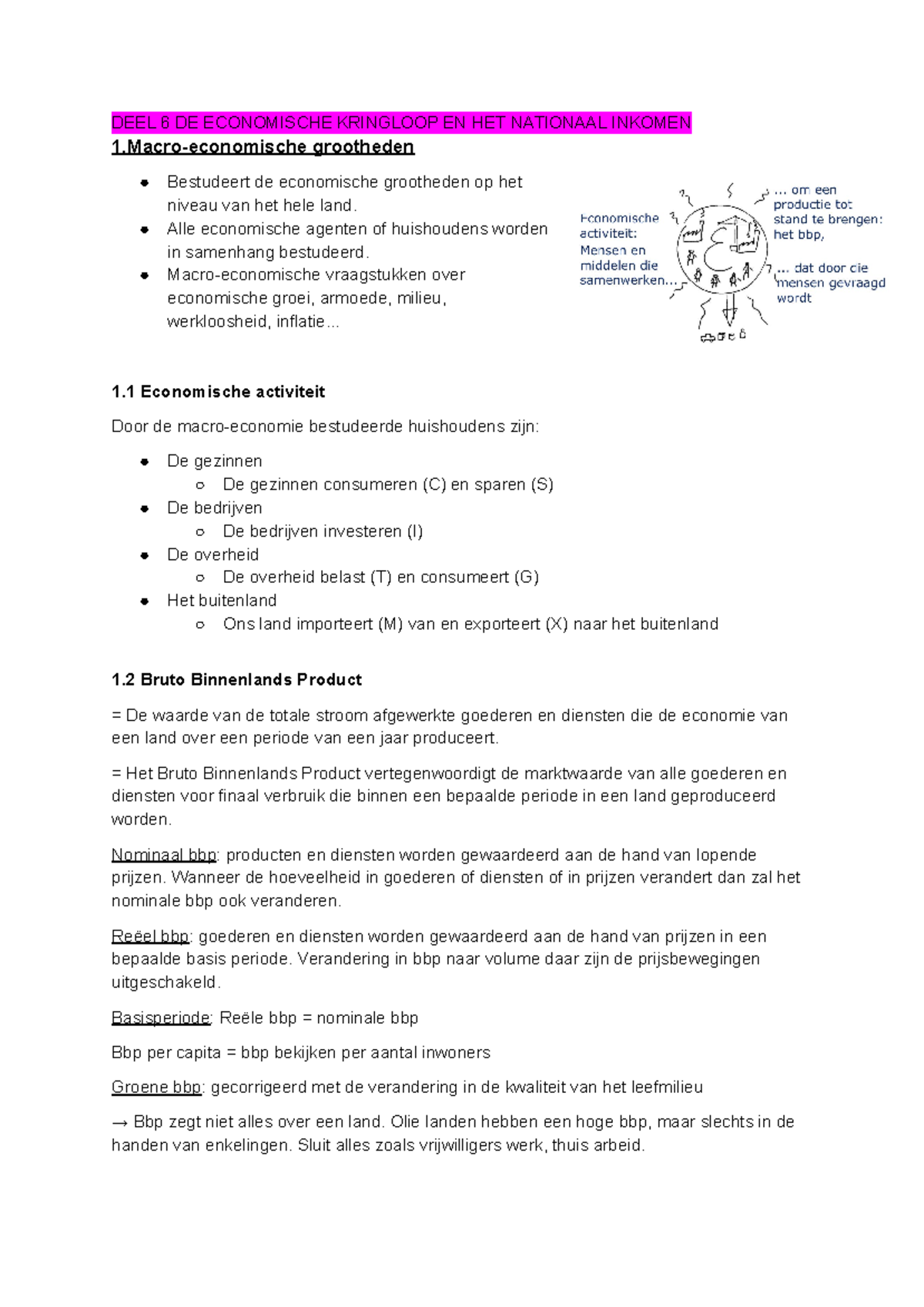 Economie H6 De Economische Kringloop En Het Nationaal Inkomen - DEEL 6 ...