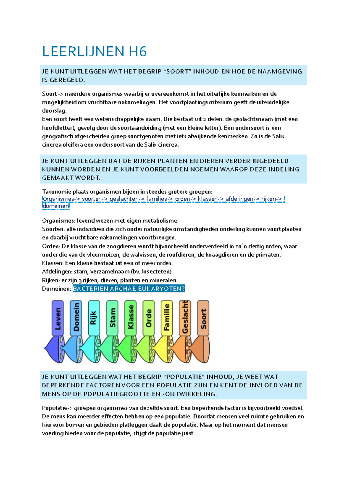 Soorten En Populaties Biologie H6 Nectar - Studeersnel