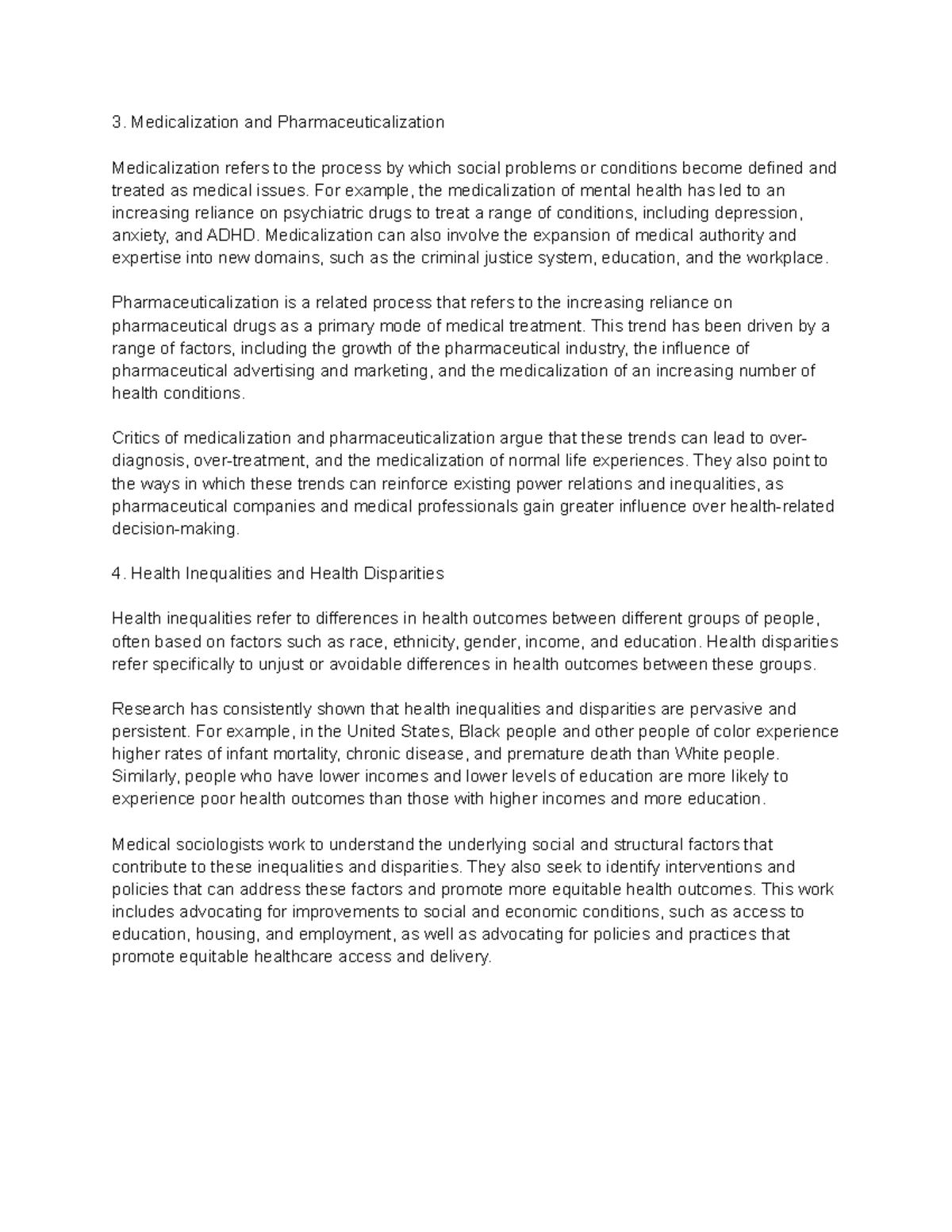 Medical Sociology 3-4 - Units 3 and 4 - Medicalization and ...