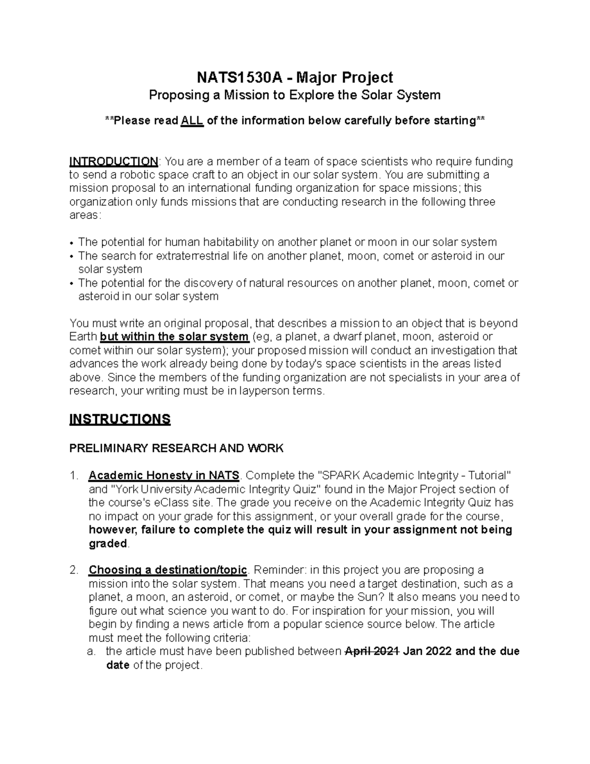 Nats1530a major project instructions - NATS1530A - Major Project ...