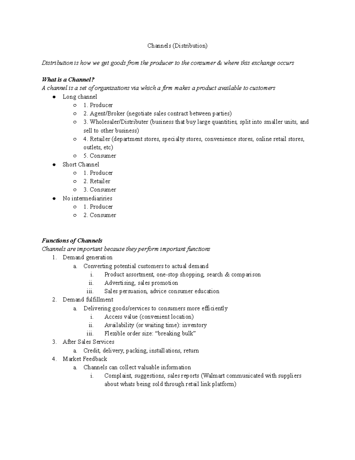 RSM250 Channels - Notes - Channels (Distribution) Distribution is how ...