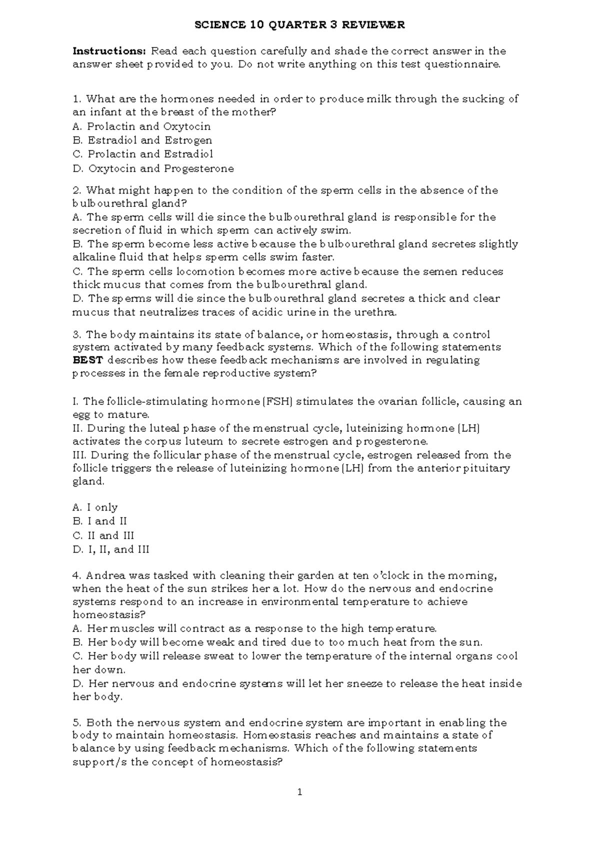 Science 10 Quarter 3 Reviewer - SCIENCE 10 QUARTER 3 REVIEWER ...