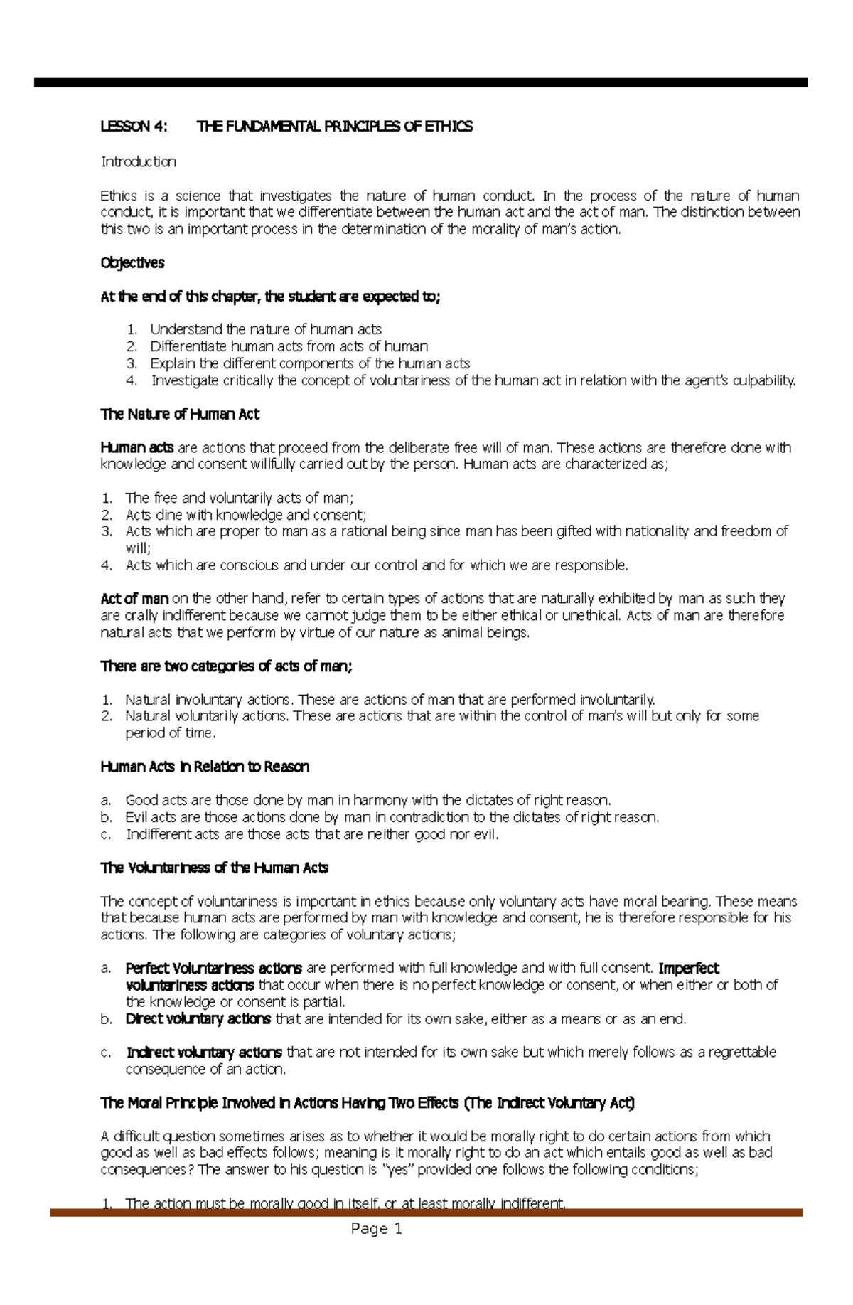 Chapter 4 - THE Fundamental Principles OF Ethics - LESSON 4 : THE ...