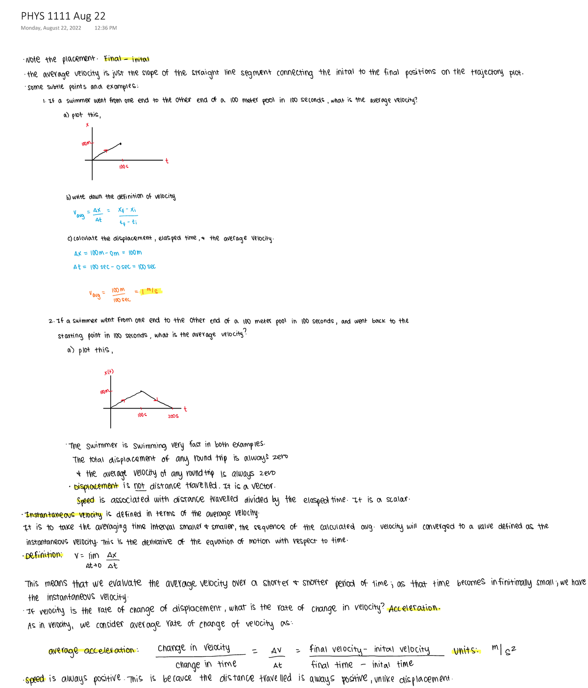 PHYS 1111 Aug 22 - KK Mon - PHYS 1111 - PHYS 1111 Aug 22 Monday, August ...