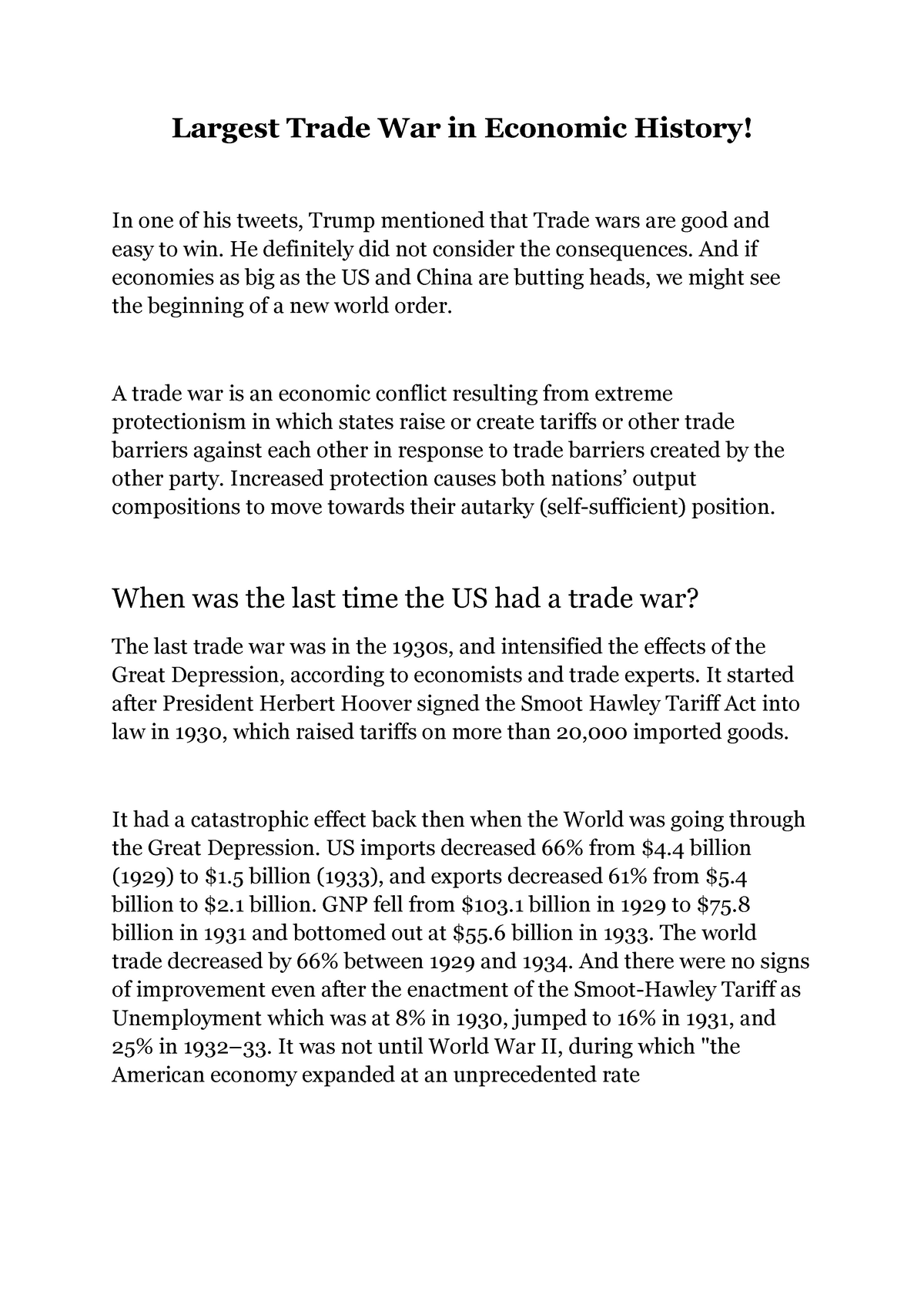 us china trade war essay