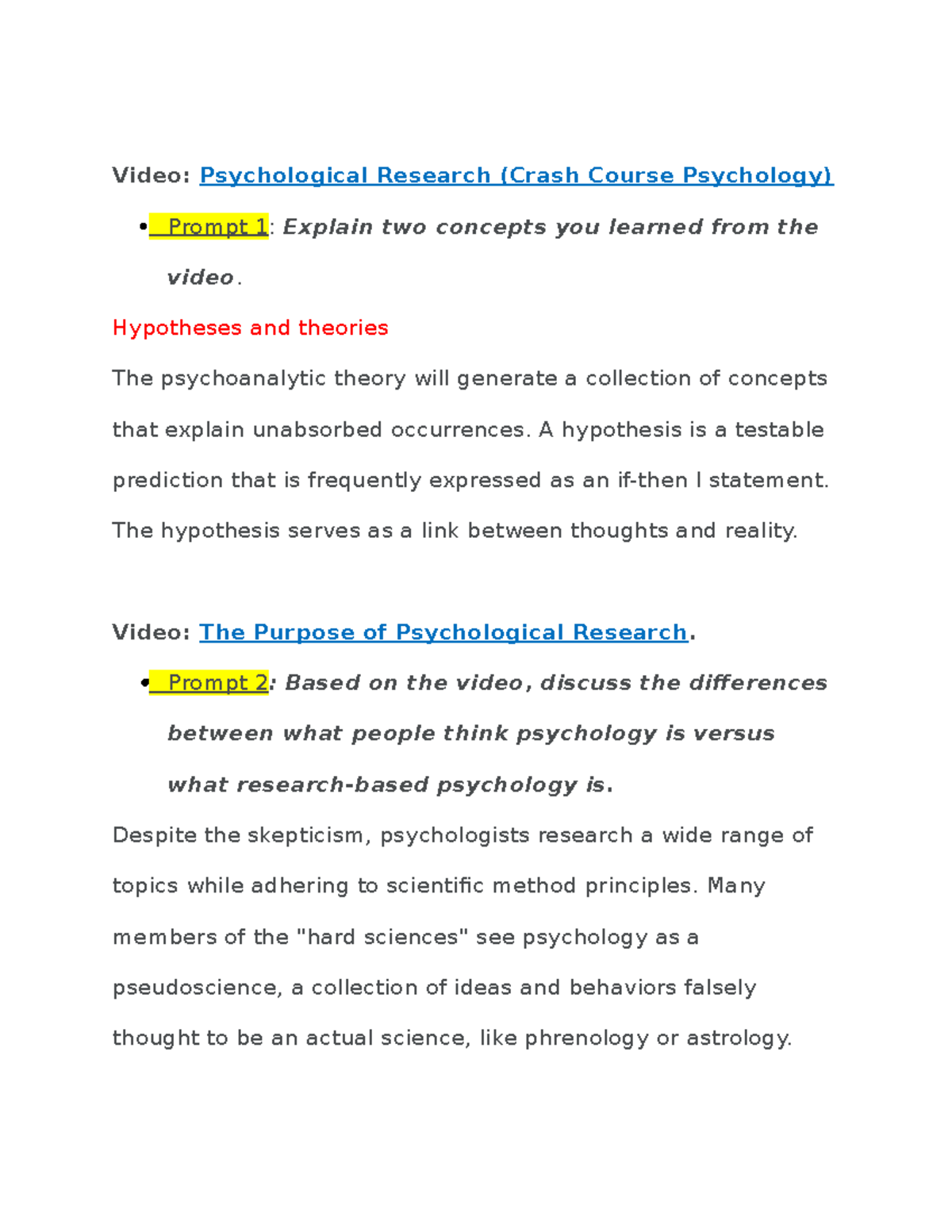 4 discussion psy 2021 Video Psychological Research (Crash Course