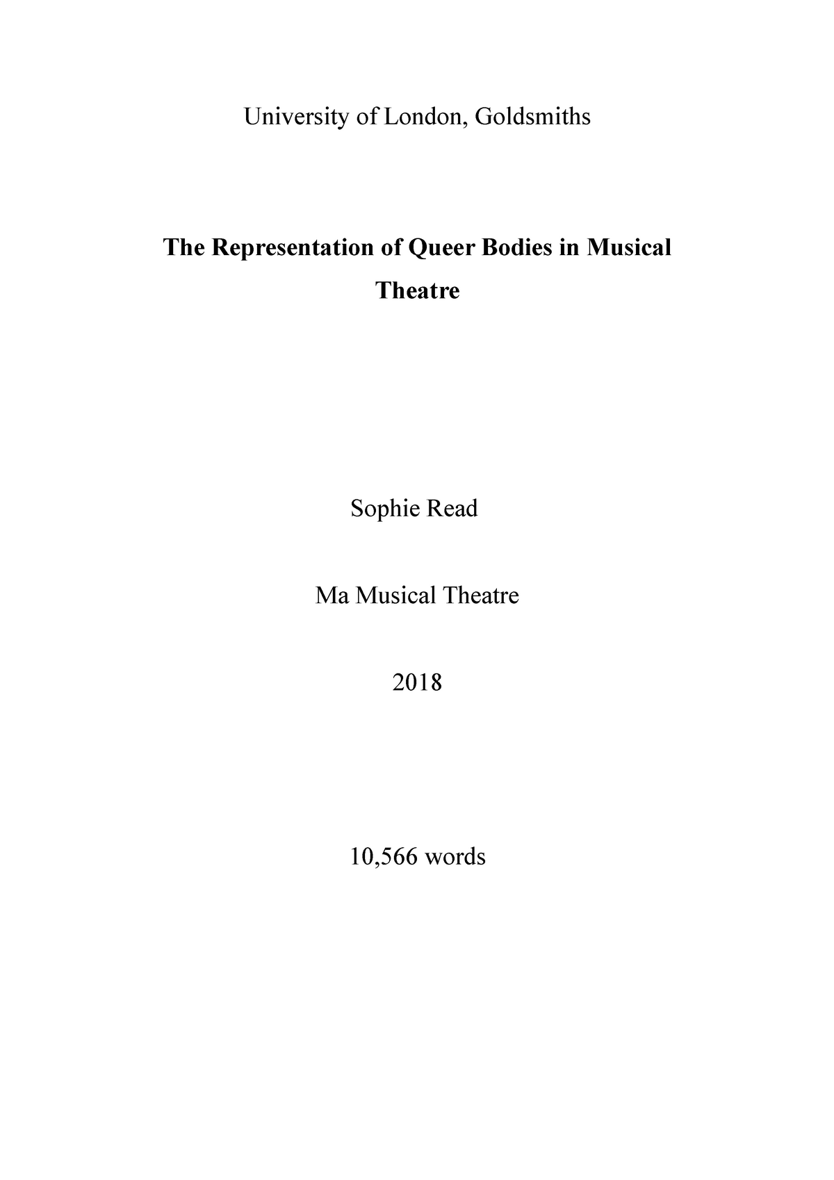 dissertation ideas for musical theatre