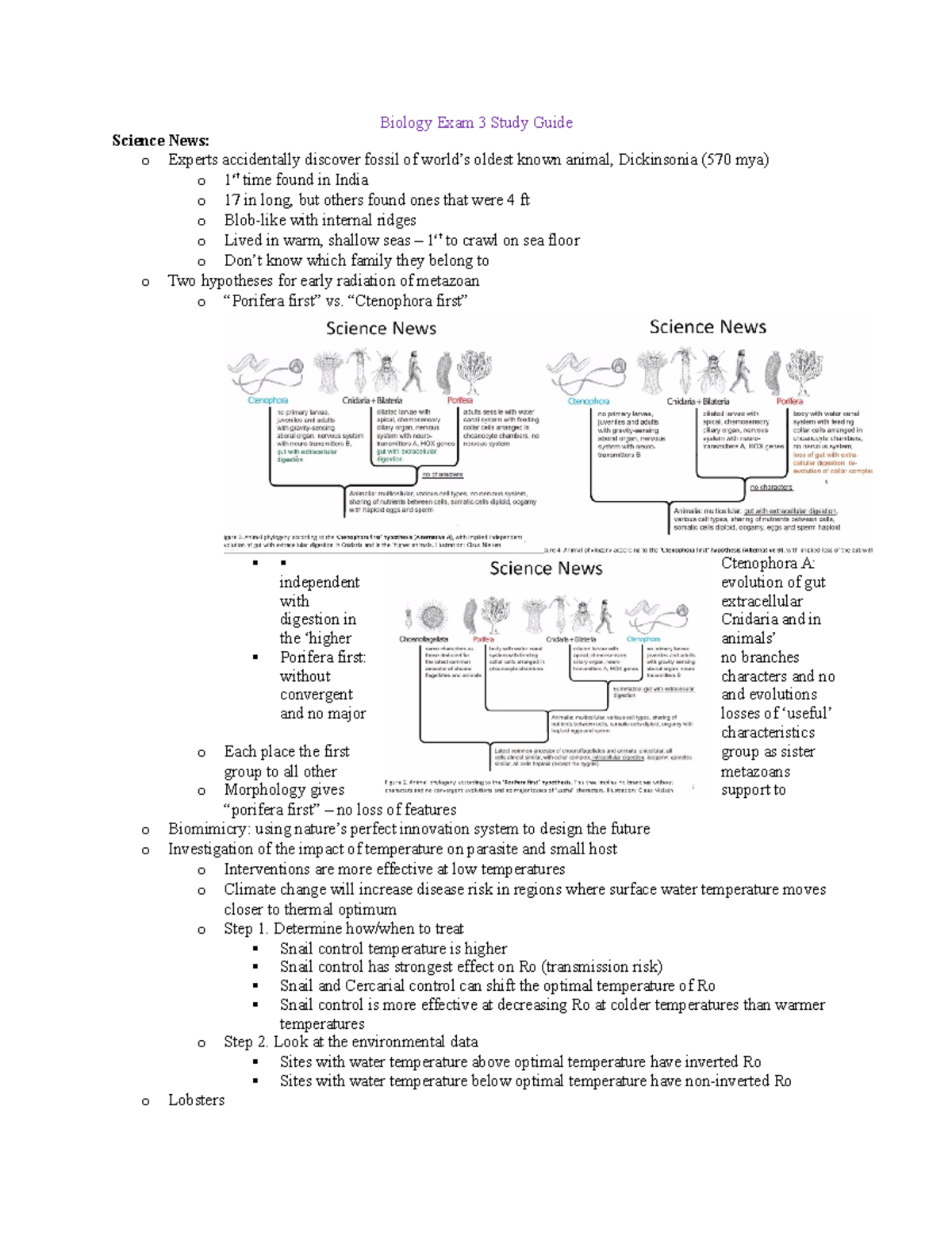 Biology Exam 3 Study Guide - Biology Exam 3 Study Guide Science News: O ...