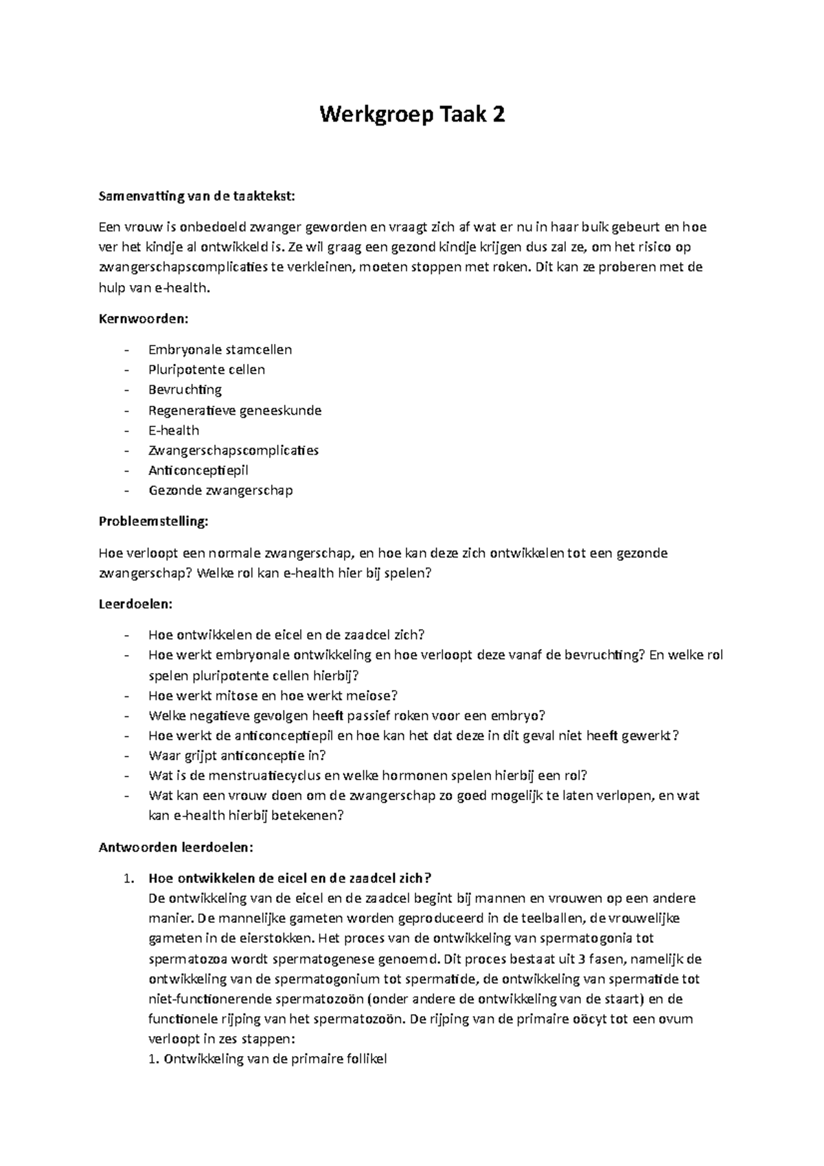 PGO Taak 2 - Uitwerking Werkgroep - Werkgroep Taak 2 Samenvatting Van ...