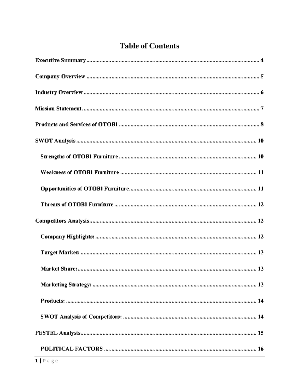 Business-plan-of-otobi mandatory assignment - Table of Contents ...