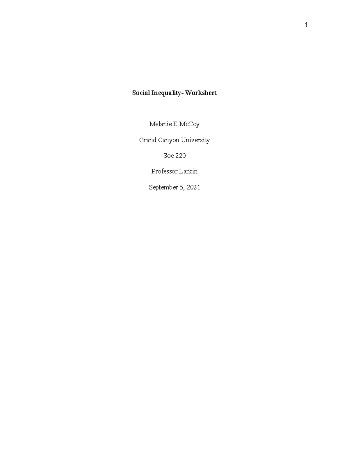 Social Inequality Worksheet - Social Inequality- Worksheet Melanie E ...