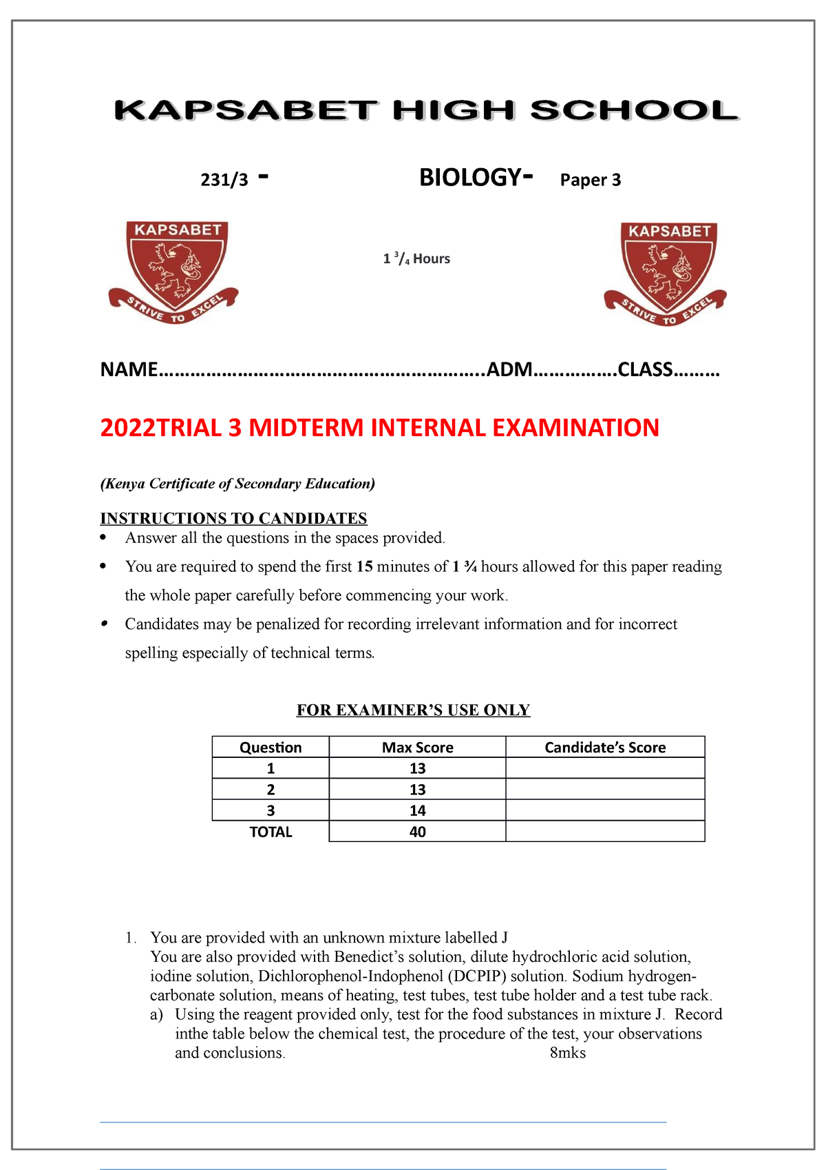 biology essay paper 3