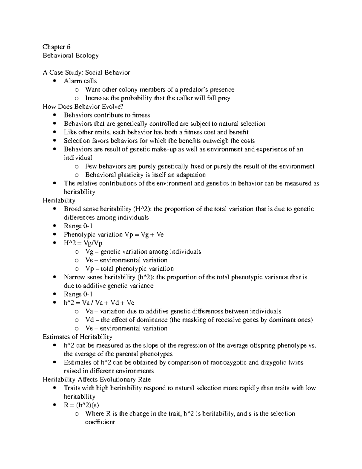 Chapter 6 - Attkinson - Chapter 6 Behavioral Ecology A Case Study ...