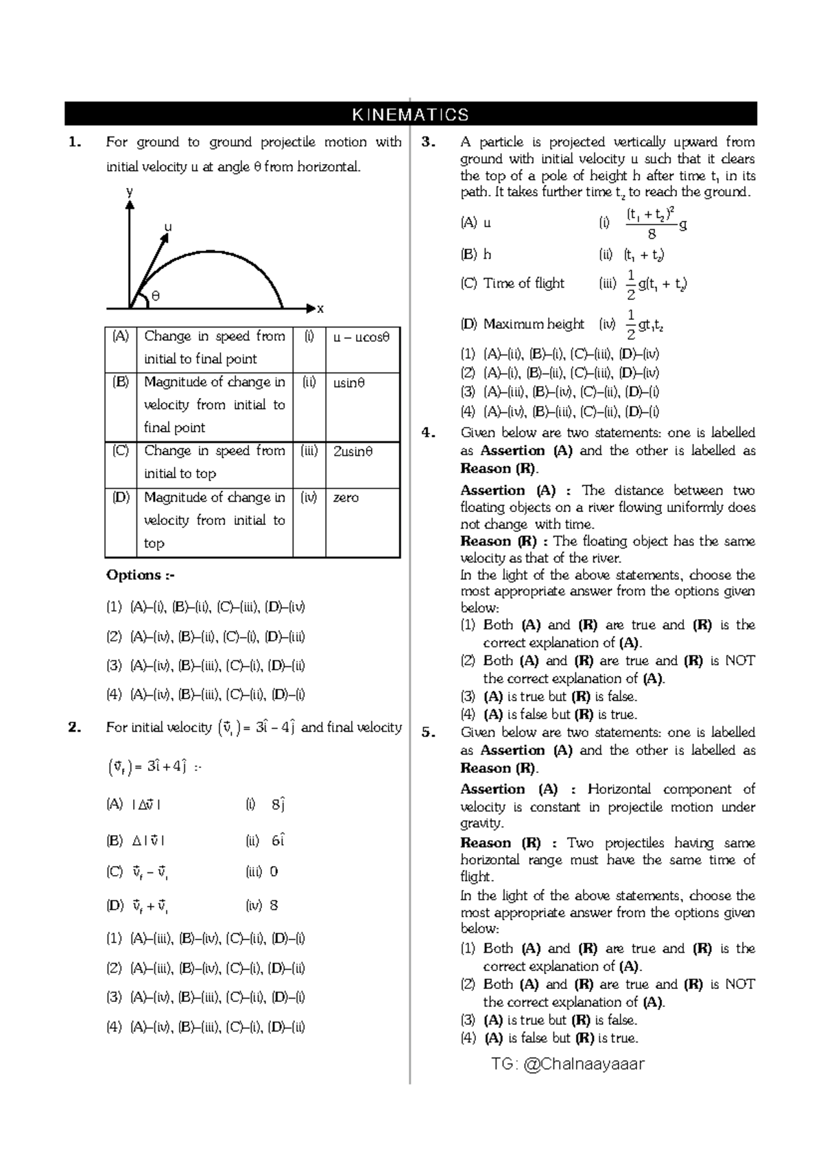 3 - this is a pactice paper for class 11 students - KINEMATICS For ...