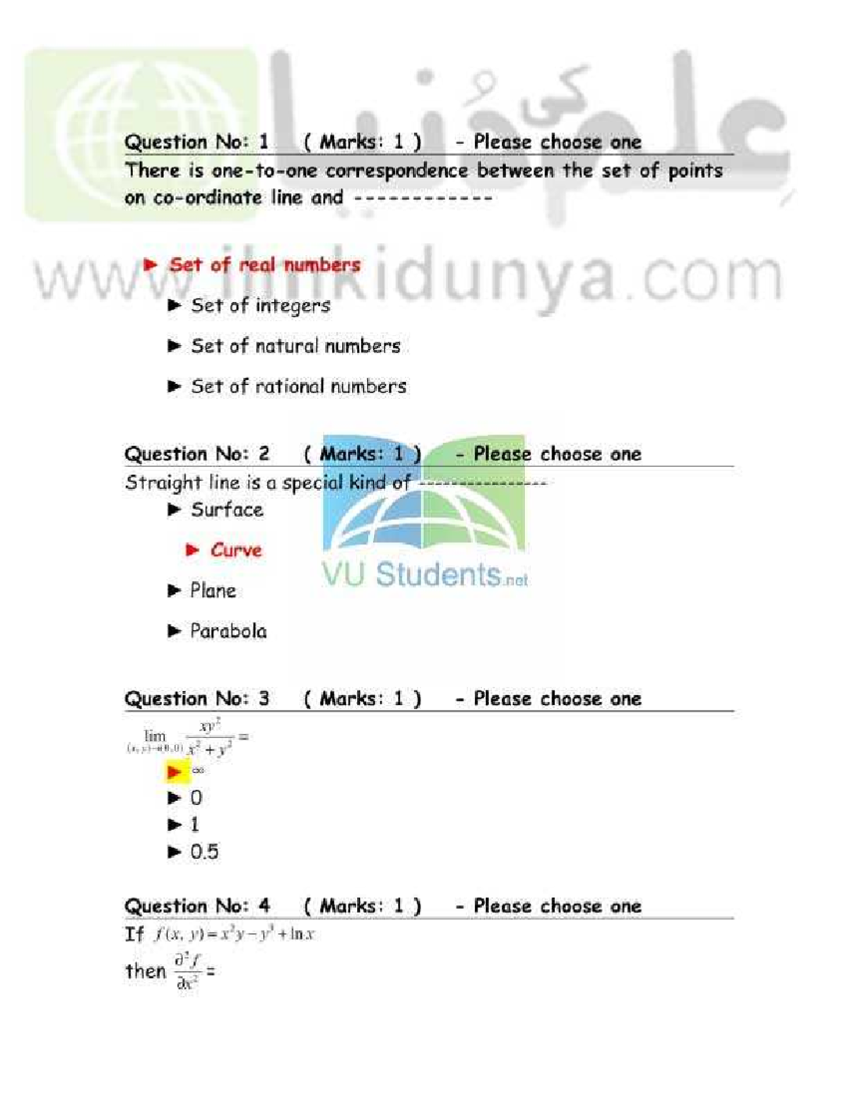 MTH 301 2010 Mid Term Past Papers By Moaaz - Calculus II - Studocu