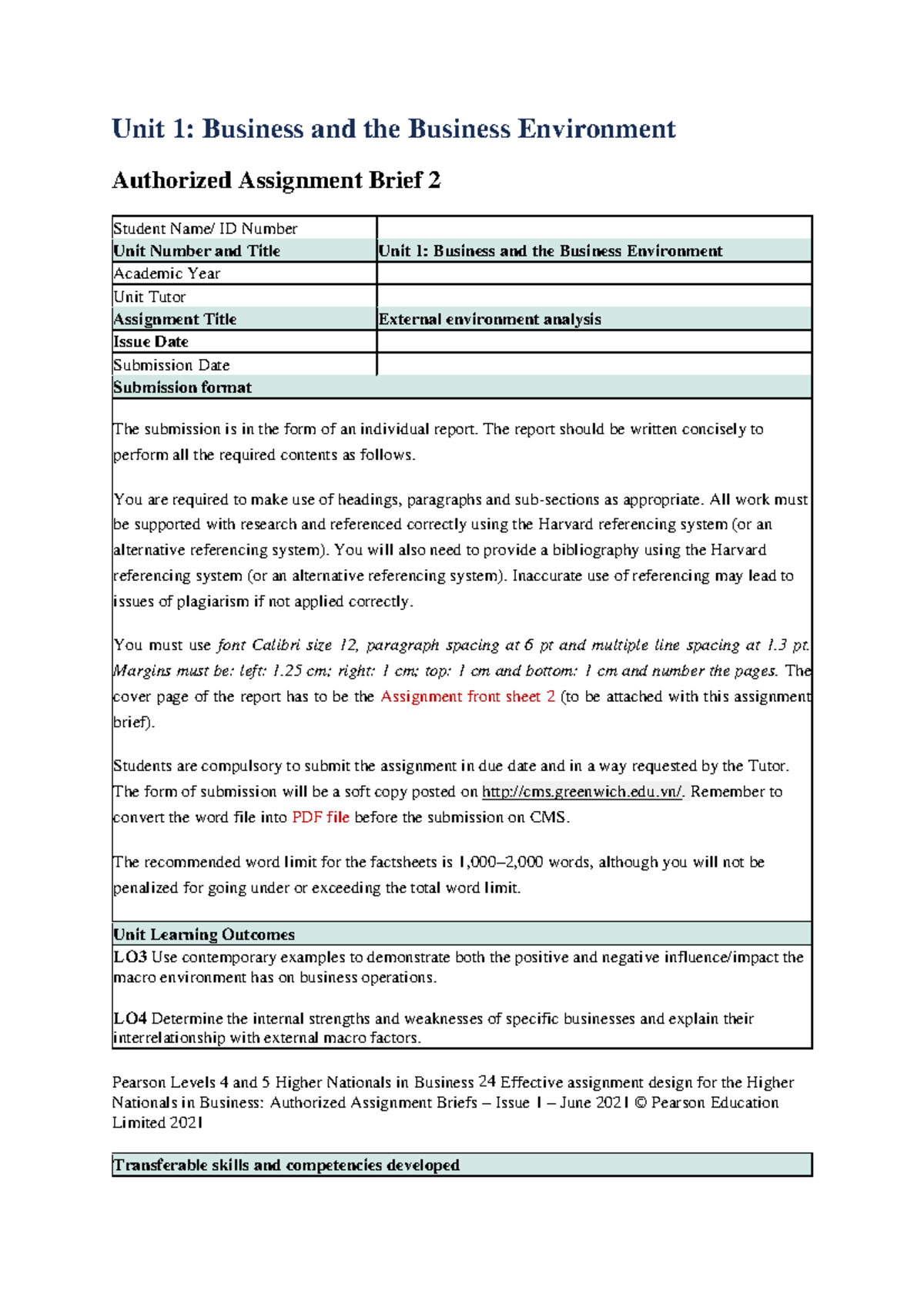 2.(5032) Brief Assignment 2 (for Student) 291221 - Unit 1: Business and ...