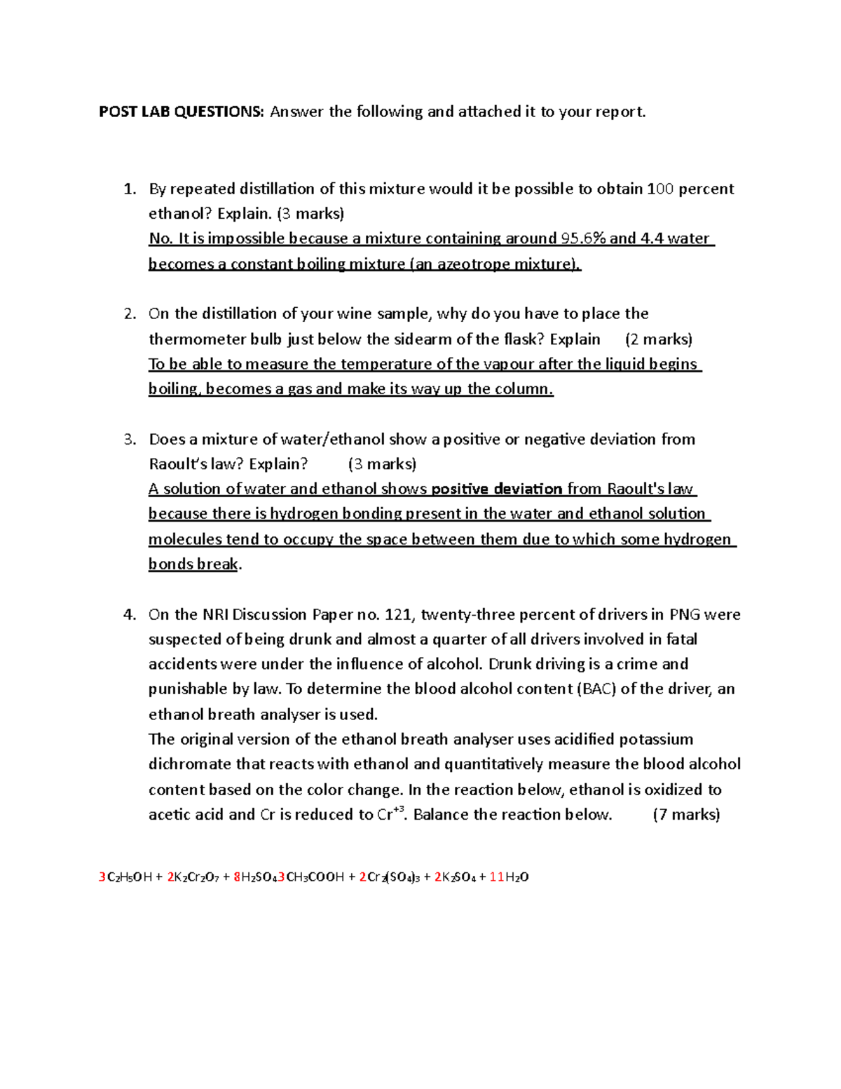Exp.3 Post Lab complete answered POST LAB QUESTIONS Answer the