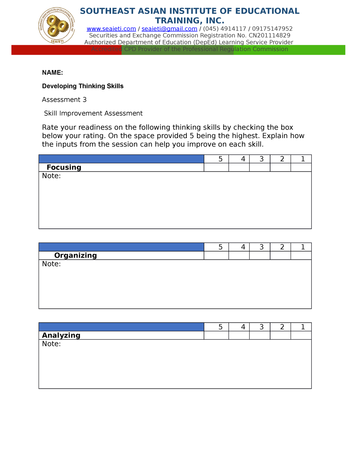 Thinking Skills Assessment 3-230712-151401 - NAME: Developing Thinking ...