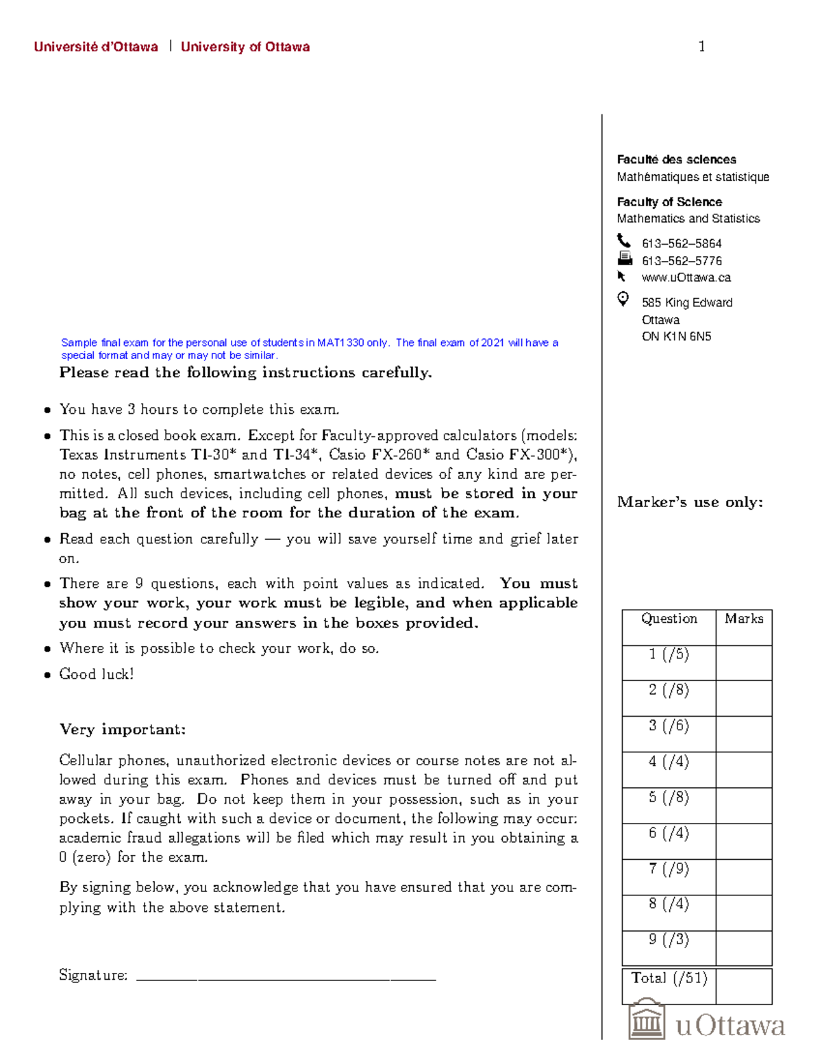 MAT1330 Practice Final & Solutions - Facult ́e des sciences Math ...