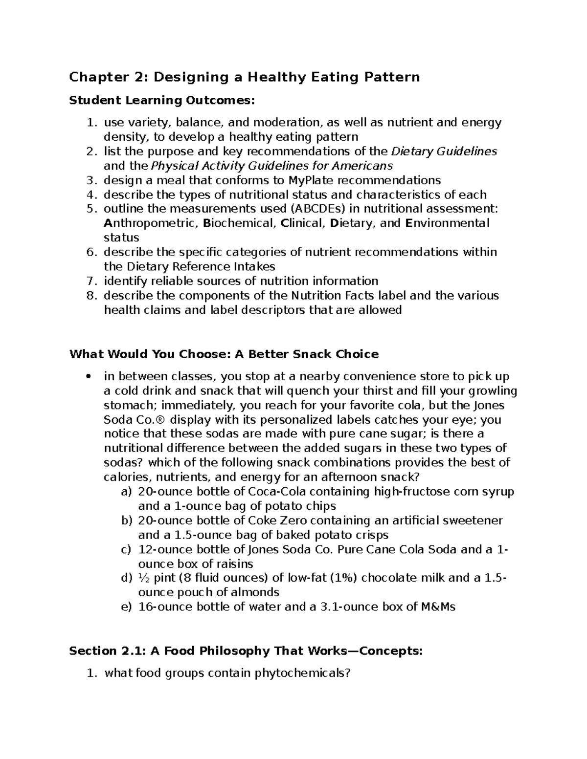 NTS Ch 2 Section 1 - Lecture notes from Intro to Nutrition and Foods ...
