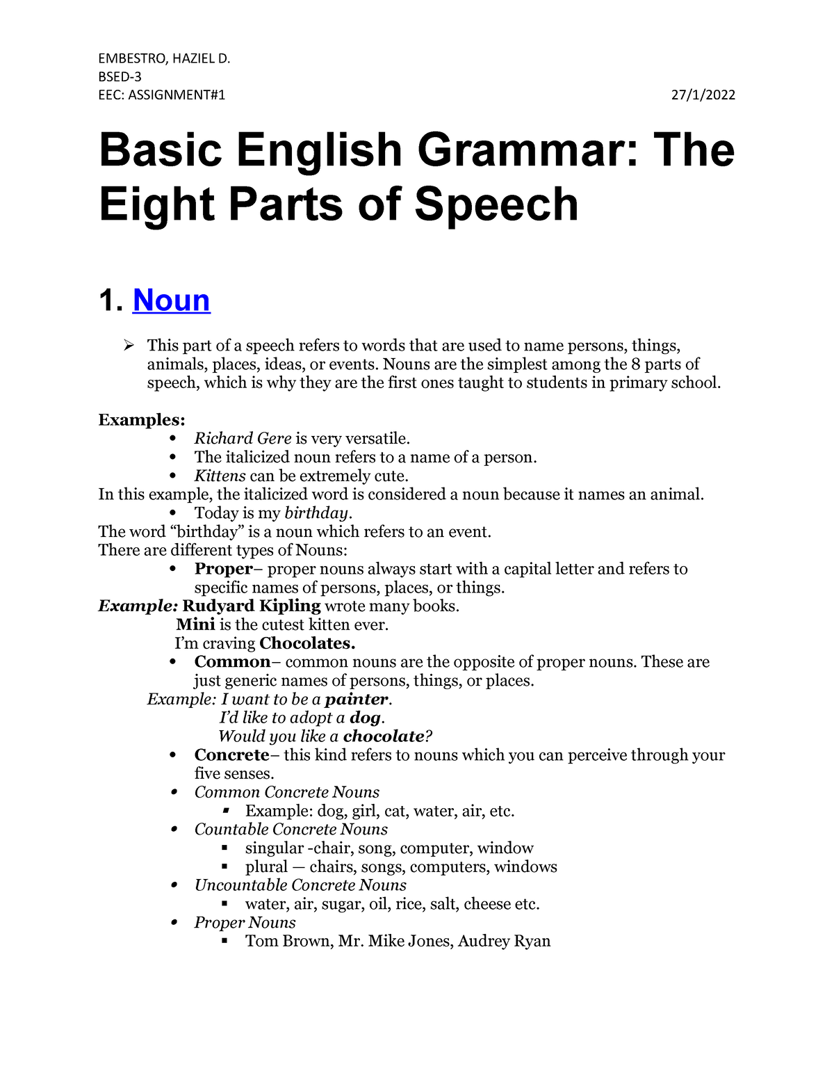 assignment of english grammar