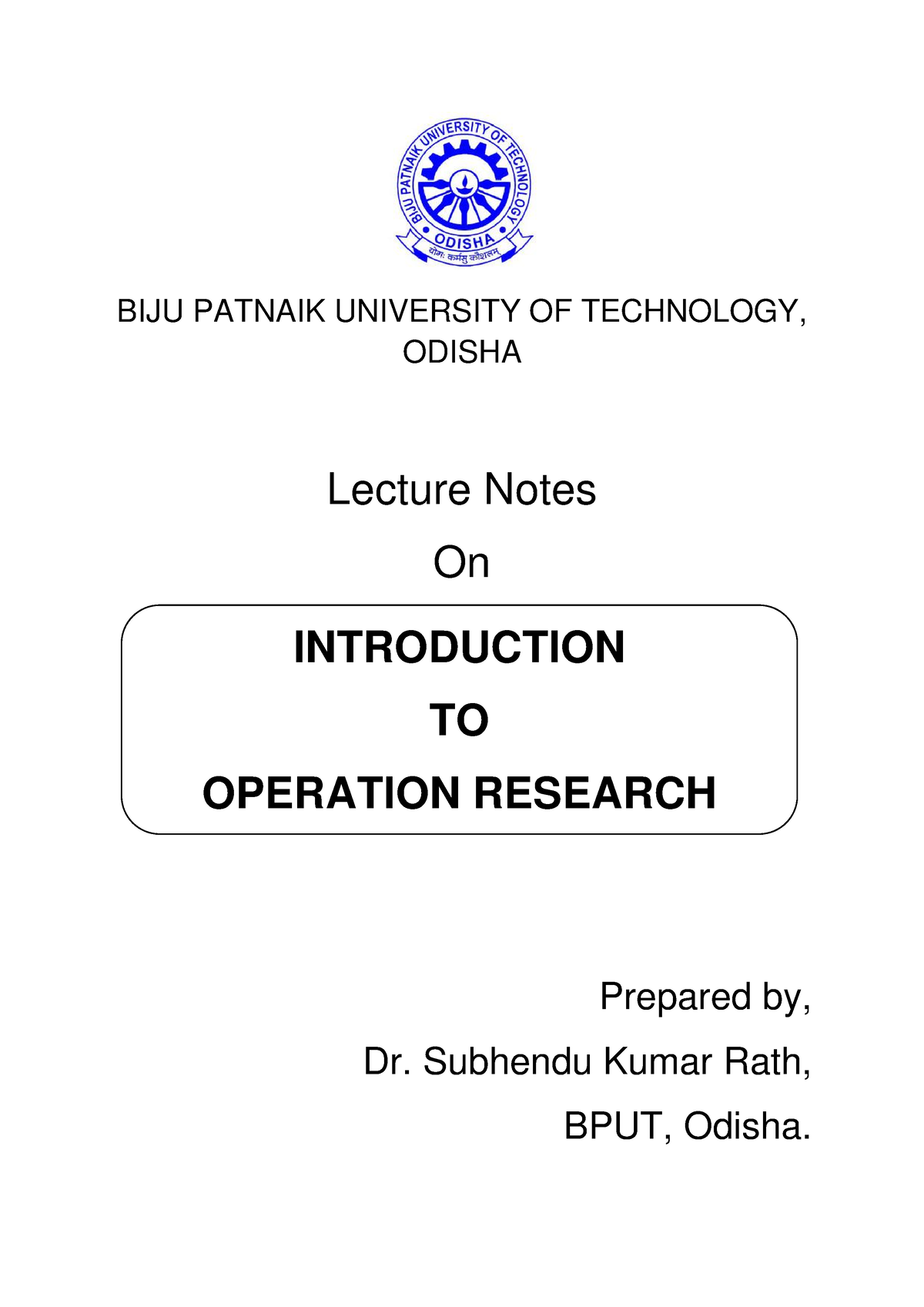 operations research lecture notes pdf free download