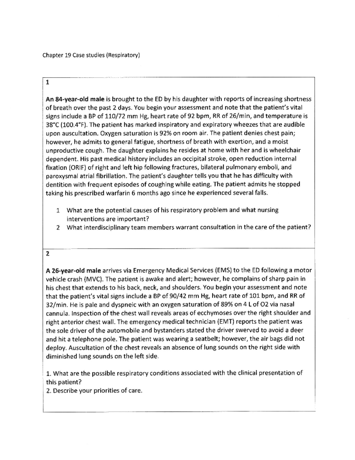 respiratory case study for nursing students