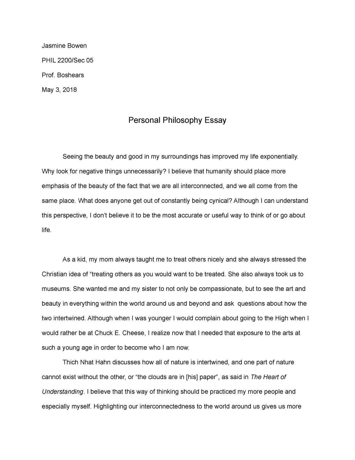 personal philosophy paper ideas