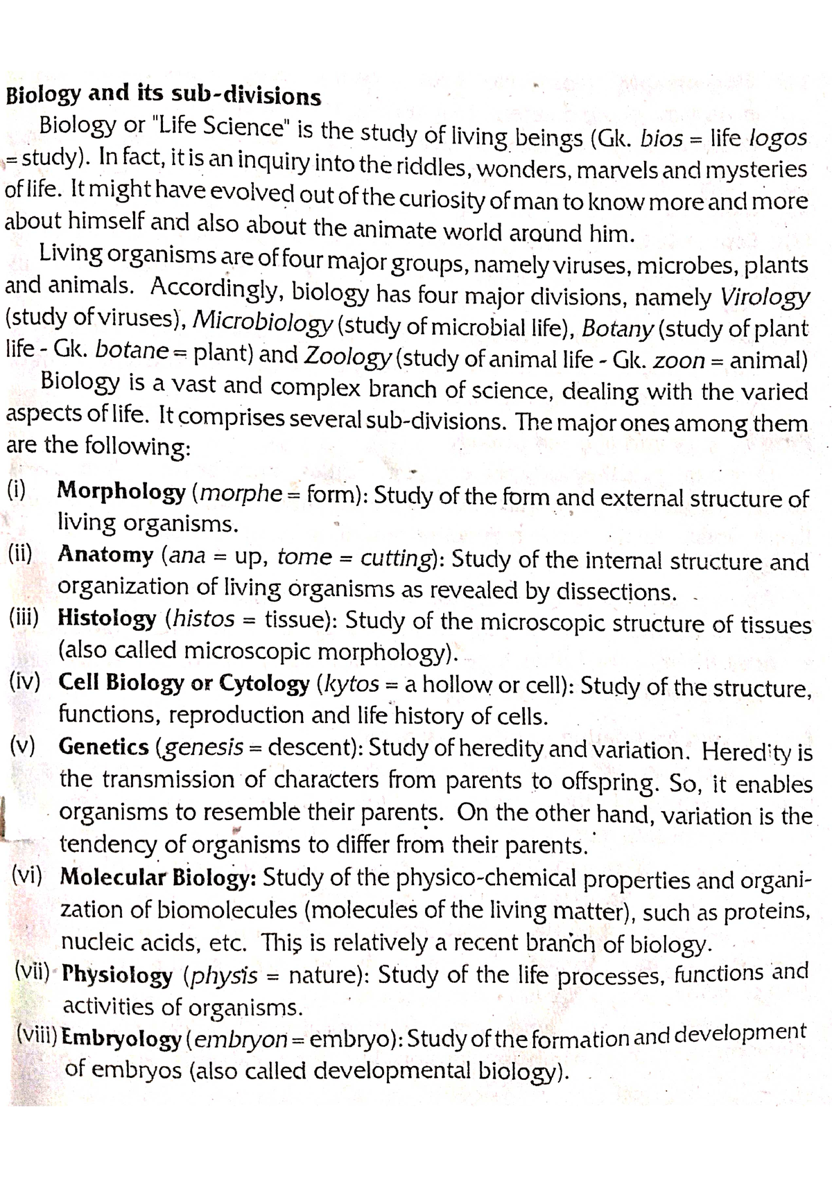 Unit- 1 Chapter- 1 Nature And Scope Of Biology -Biology And It's Sub ...