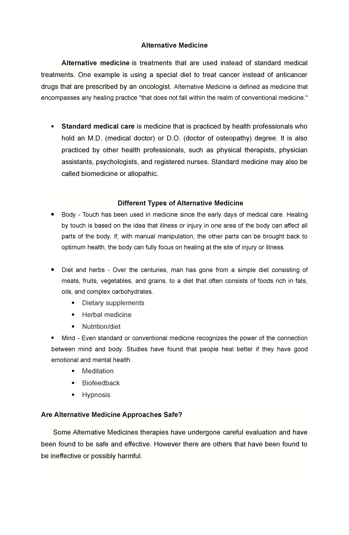 alternative medicine case study pdf