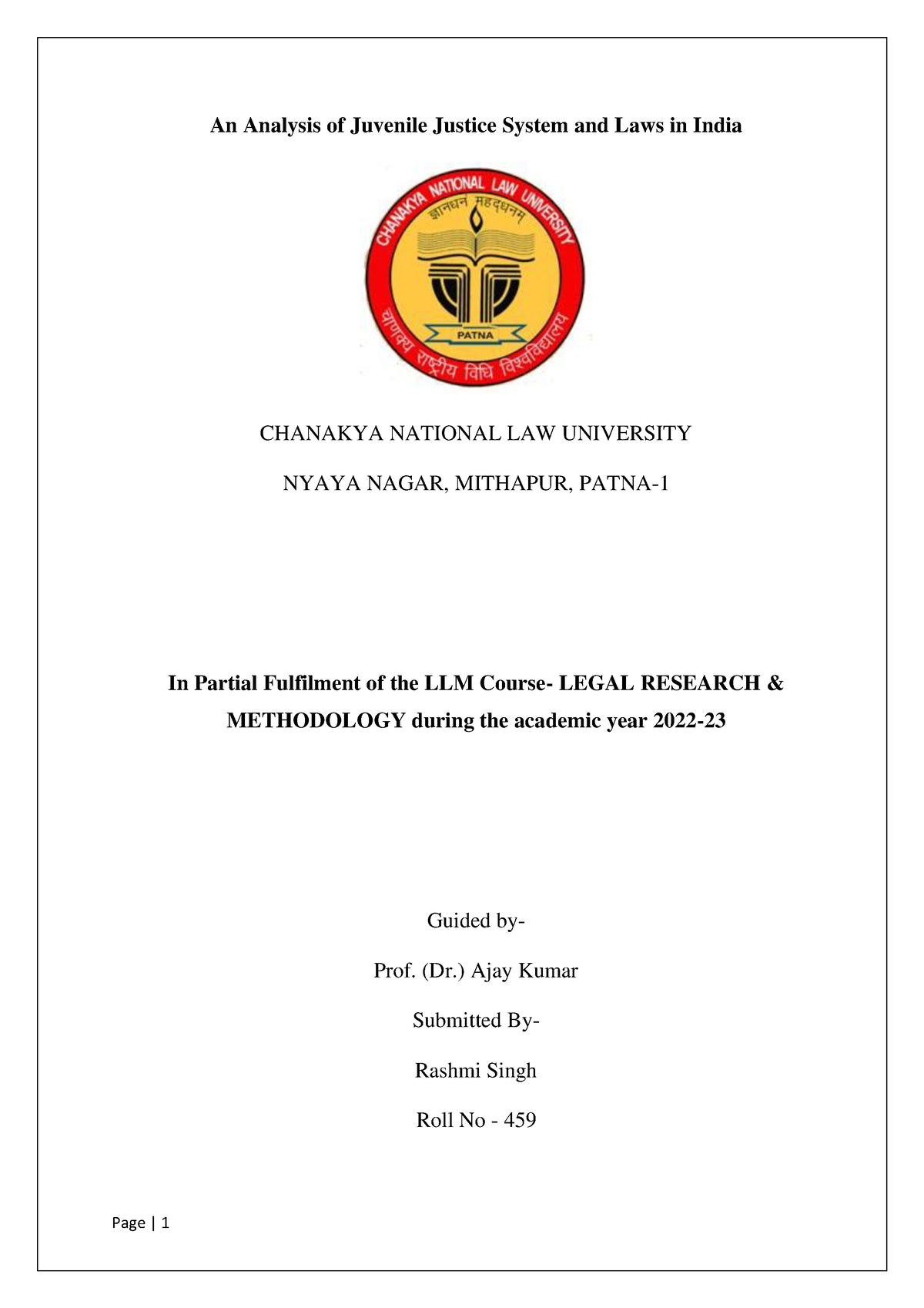 dissertation on juvenile justice system in india