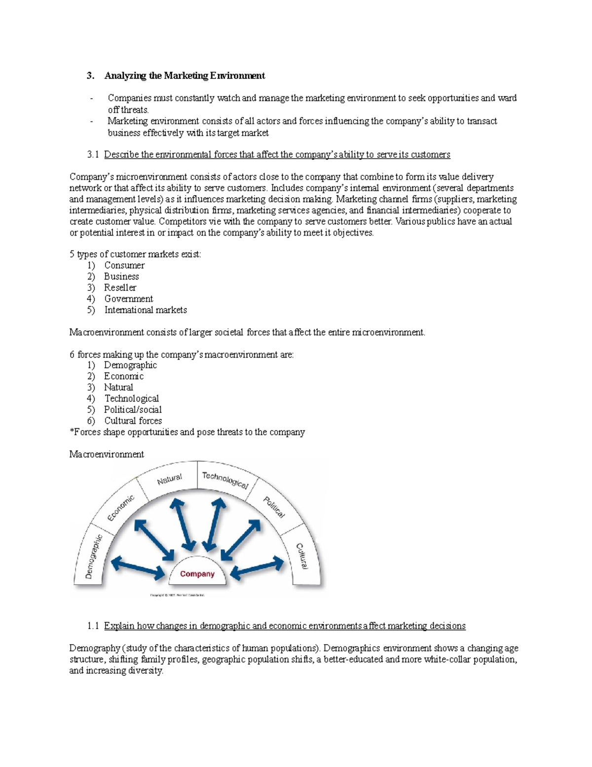 Chapter 3 - Notes - Analyzing the Marketing Environment Companies must ...