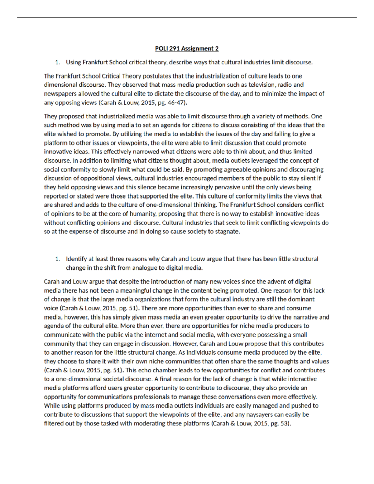 Poli 291 Assignment 2 - General chemistry - Studocu
