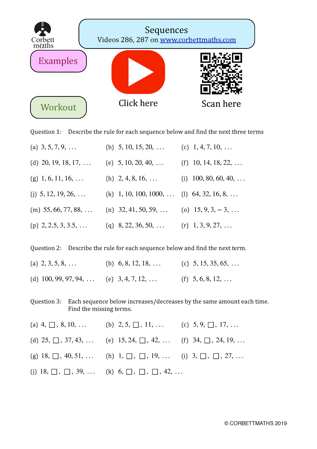 Sequences Extra - ! Sequences Videos 286, 287 On Corbettmaths Question ...