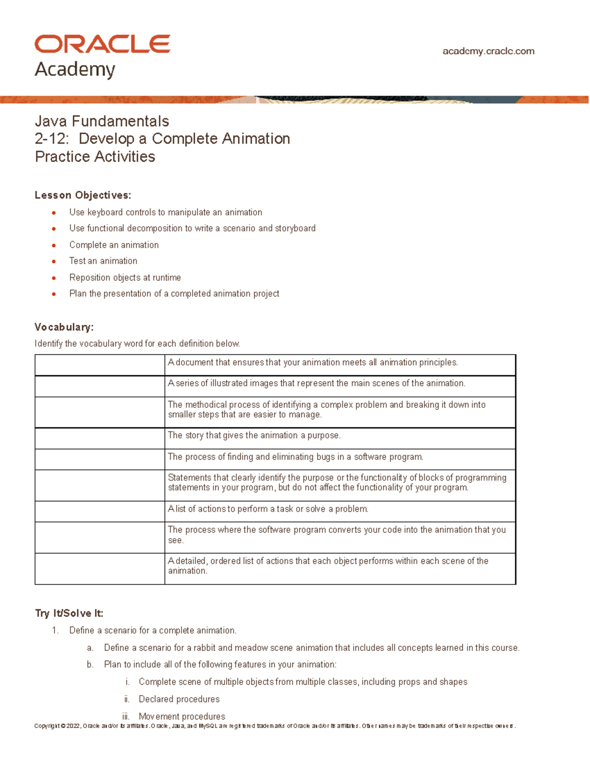 JF 2 12 Practice - BEST NOTES - Copyright © 2022, Oracle and/or its ...