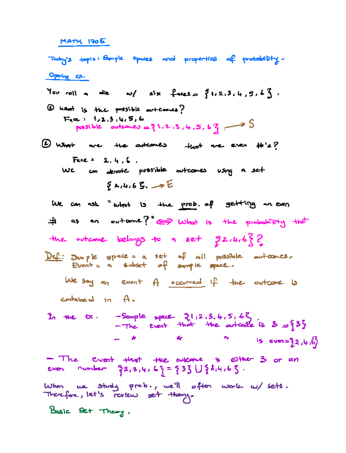 MATH 170E Probability Lecture Notes 2 - tÉgÉÉfÉÉample spaces and ...